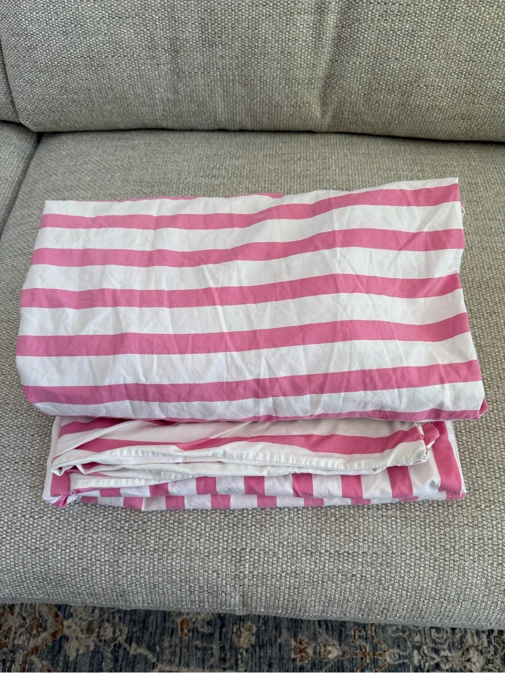 Hanna Home Twin Sheet Set Pink White Stripe 100% Cotton 3 Piece